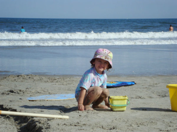 A kid playing at Radhanagar Beach