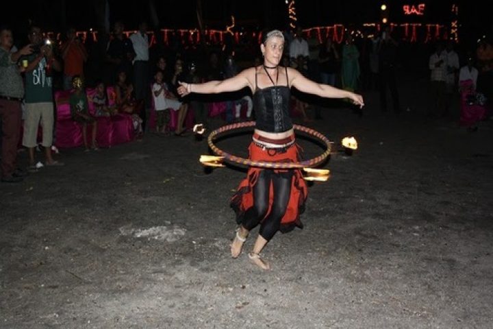 A fire dancer at Symphony Palms in Havelock