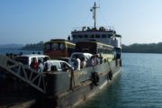 A ferry carrying vehicles in the ANdamans