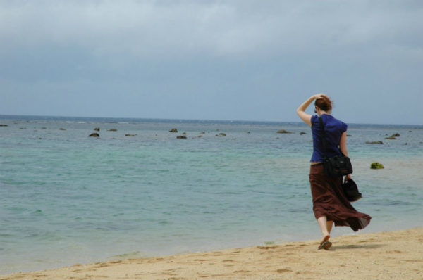 A woman venturing into the Andaman Sea