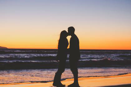 A romantic couple at the Radhanagar Beach